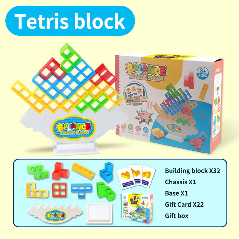 Tetris Stacking Blocks Toy – 16-64 Piece Tower Game for Kids & Family Balance Fun