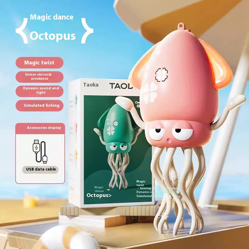 Interactive Dancing Octopus Toy – Obstacle Avoidance, Crawling & Musical Baby Toy, Rechargeable Tummy Time Squid for Kids Ages 3–6