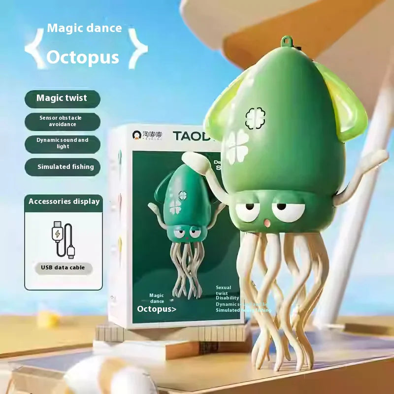 Interactive Dancing Octopus Toy – Obstacle Avoidance, Crawling & Musical Baby Toy, Rechargeable Tummy Time Squid for Kids Ages 3–6