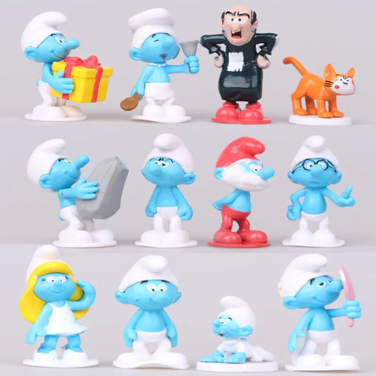 Smurf Figurines Set of 12 – Deluxe Cake Toppers & Party Favor Decorations Featuring Baby Smurf, Smurfette, Brainy Smurf, Gargamel, Azrael & More
