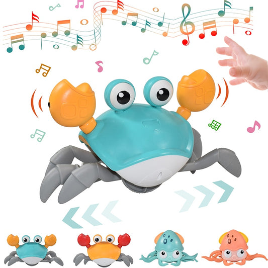 Crawling Crab Baby Toy: Interactive Fun with Lights, Music, and Obstacle Avoidance Sensors for Toddlers