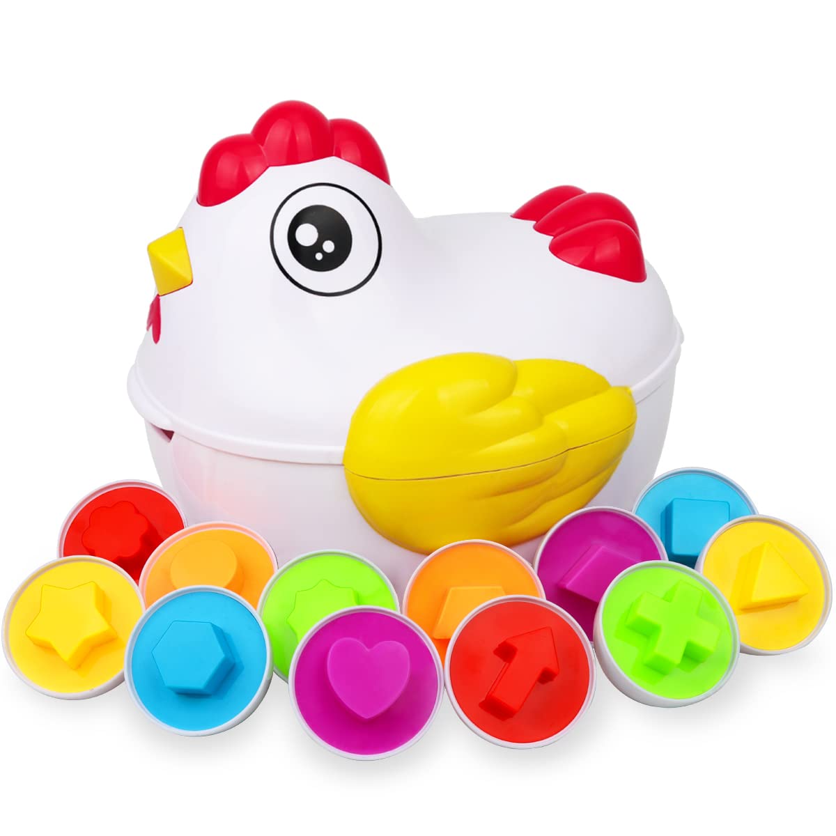 Eggcellent Learning Adventure: 12 Matching Eggs Montessori Sensory Baby Toy Set for Easter Fun and Educational Exploration of Colors, Shapes, and Sorting!