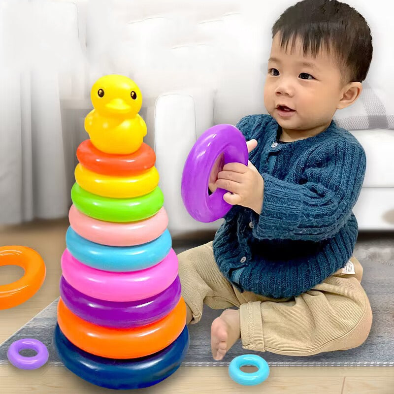 Colorful Rainbow Stacking Ring Tower Toy, Montessori Educational Baby Toy