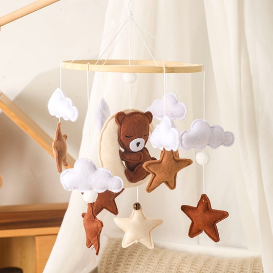 Adorable Cartoon Bear and Celestial Clouds to hang at the Baby's Crib